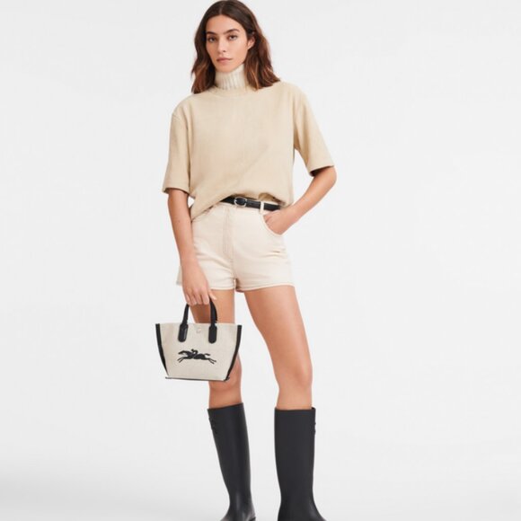 New LongChamp Essential XS Handbag Ecru Canvas Authentic - Picture 2 of 13